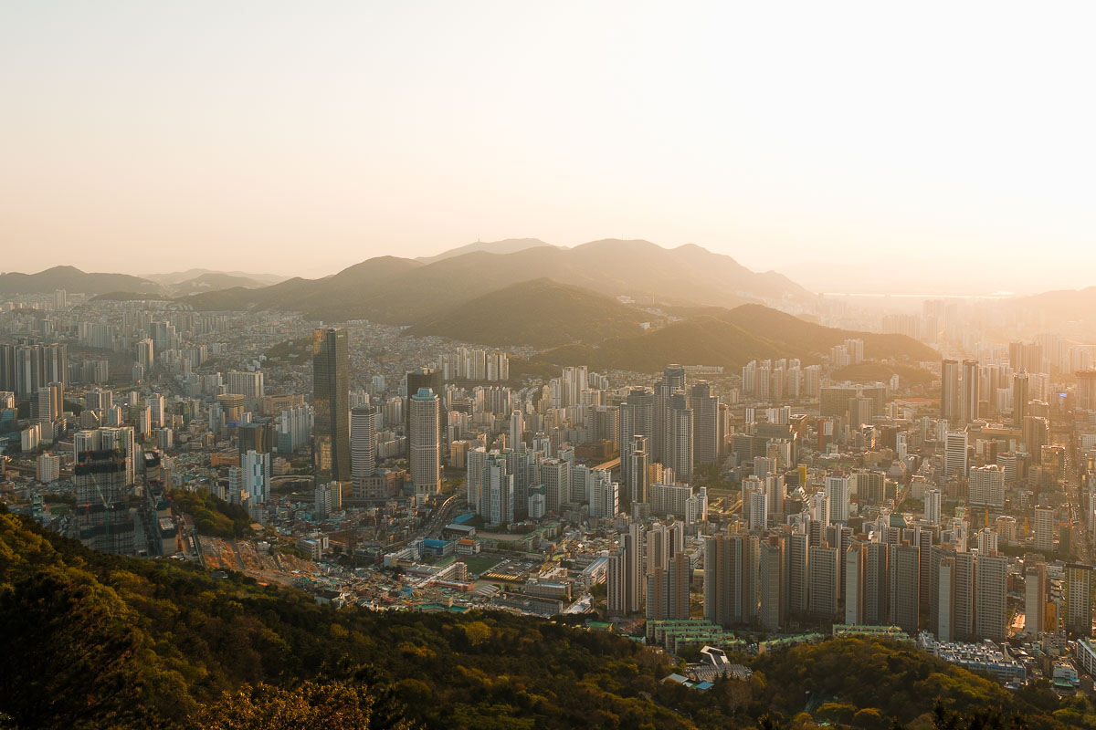 coucher de soleil depuis Hwangnyeong