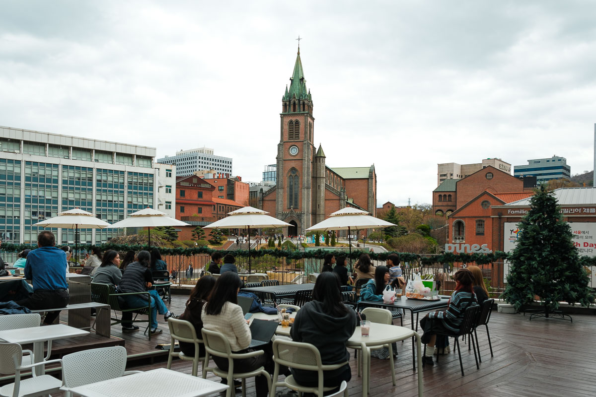 Vue sur cathédrale Myeongdong