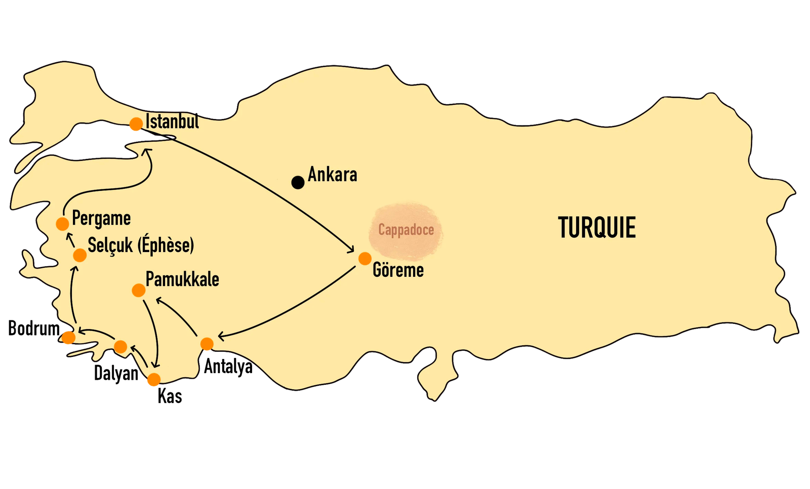 Carte itineraire turquie