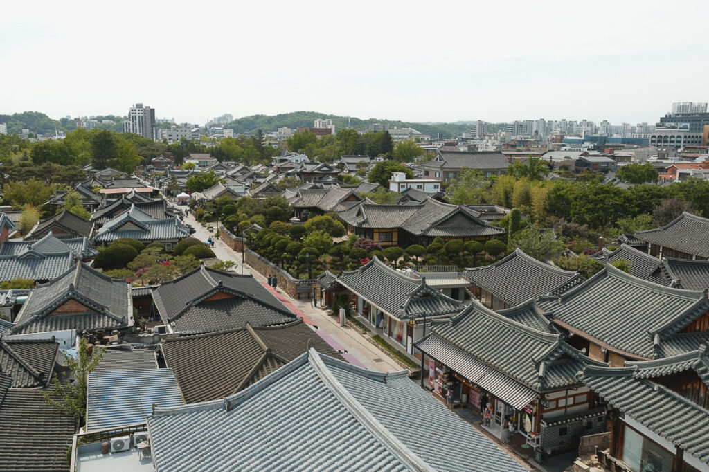 Vue sur le village hanok Jeonju